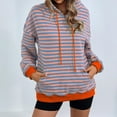 thumbnail image 5 of Jinhomg Womens Trendy Striped Sweatshirts Oversized Comfy Drawstring Hooded Pullover Fall Winter Casual Loose Long Sleeve Kangaroo Pocket Tops Orange XXL, 5 of 9