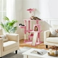thumbnail image 2 of Yaheetech 63.5″ H Cat Tree with Basket Hammock Scratching Post for Indoor Cats, Pink, 2 of 11