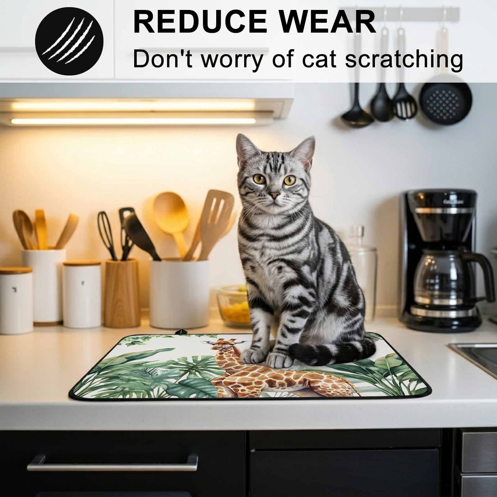 Tropical Giraffe Sloth Stove Top Cover for Electric Stove, Heat-proof & Non Slip Glass Top Stove Cover Protector, Watercolor Summer Palm Leaf Kitchen Flat Cooktop Rubber Mat 24x21 Inches