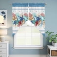 thumbnail image 6 of Swag Valance Curtains for Windows, Green Starfish Summer Light Filtering Kitchen Curtains with Rod Pocket, Ocean Coral Conch Blue Shells Window Treatment Valances for Living Room, 36x63 - 2 PCS, 6 of 9