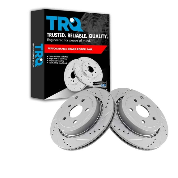 TRQ Rear Performance Brake Rotors Set Premium G-Coated Fits Select 2011-2017 Chevrolet Caprice 2014 SS 2008-2009 Pontiac G8
