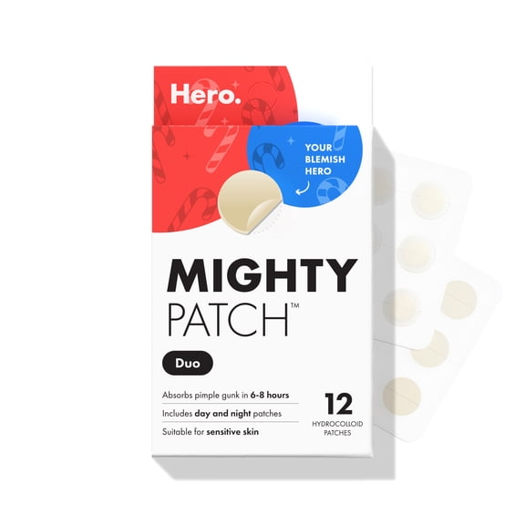Hero Cosmetics Mighty Patch Duo, Hydrocolloid Day and Night Acne Pimple Patch, 12 Count