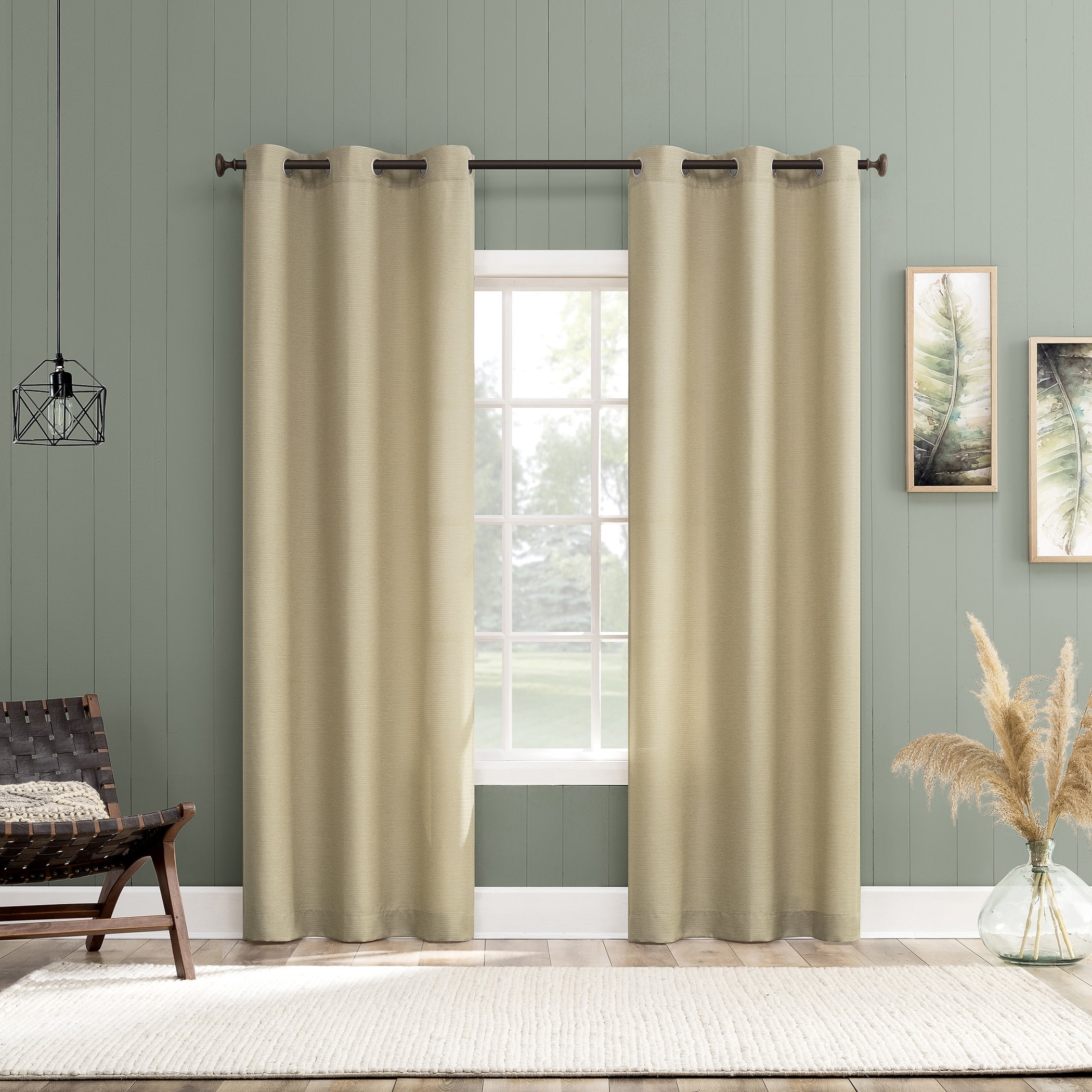 No. 918 Landon Textured Semi-Sheer Grommet Curtain Panel, 40"W X 84"L, Taupe