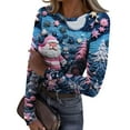 thumbnail image 2 of Christmas Graphic T-Shirt for Women Long Sleeve - Soft Slim Fit Crewneck Top, Cute Holiday Print Casual Tee, 2 of 7