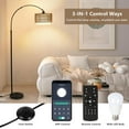 thumbnail image 6 of Arc Floor Lamp with Remote, Modern LED Floor Lamp with Dimmable Bulb, Boho Farmhouse Standing lamp with Fabric & Rattan Lampshades, Height Adjustable Black Tall Lamp for Living Room Bedroom, 6 of 9