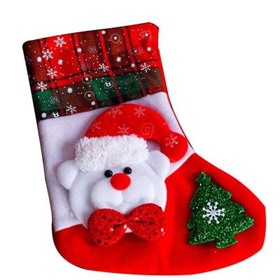 Christmas Socks Decoration SHOPFIVE Christmas Tree Pendant Christmas Socks Snowflake Socks Felt Socks Gift Bag Decorations ()