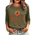 thumbnail image 2 of Halloween Tops for Women Funny Vintage Witch Graphic Tees Tops Casual Crewneck 3/4 Length Sleeve Witch Shirt for Halloween Party Costumes Fall Events and Casual Wear, 2 of 4