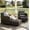 Gray, variant on 5 Piece PE Wicker Patio Furniture Set, Outdoor Conversation Chairs with Pull Out Hidden Ottoman, Soft Cushions & Glass Coffee Table, Wicker Bistro Set for Porch, Garden, Balcony, Poolside (Gray)