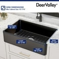 thumbnail image 4 of Black Ceramic 33 in. L Rectangular Single Bowl Farmhouse Apron Kitchen Sink Grid Strainer, 4 of 4