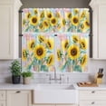 thumbnail image 3 of Kitchen Window Curtains Valance and Tier Set, Watercolor Spring Sunflowers Rod Pocket Tier Curtain Valance Set, Farm Floral Art Light Filtering Cafe Curtains for Bedroom Living Room, 3 of 9