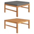 thumbnail image 1 of vidaXL Footrest with Dark Grey Cushion Solid Teak Wood, 1 of 4