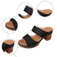 thumbnail image 4 of Rokment Womens Platform Chunky Block High Heels Dress Slides Sandals Boho Beach Summer Casual Leather Fish Mouth Open Toe Slip on Heeled Slippers for Ladies 2026 Black Size 9.5, 4 of 6