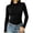 #09 Black, variant on No Boundaries Long Sleeve Shirts for Women Mock Turtleneck Base Tee Ruffle Neck Slim Fit Fall Tops