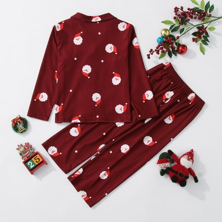 

Leutsin Christmas Child Plaid Printed Blouse Tops+Pants Xmas Family Matching Pajamas Set