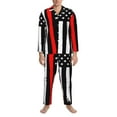 thumbnail image 3 of Fotbe Firefighters USA Flag Pattern Long Sleeve Pajama Set for Men,Sleepwear Set,2-piece Loungewear Set,Soft PJs Comfy Nightwear with Pockets-Large, 3 of 7