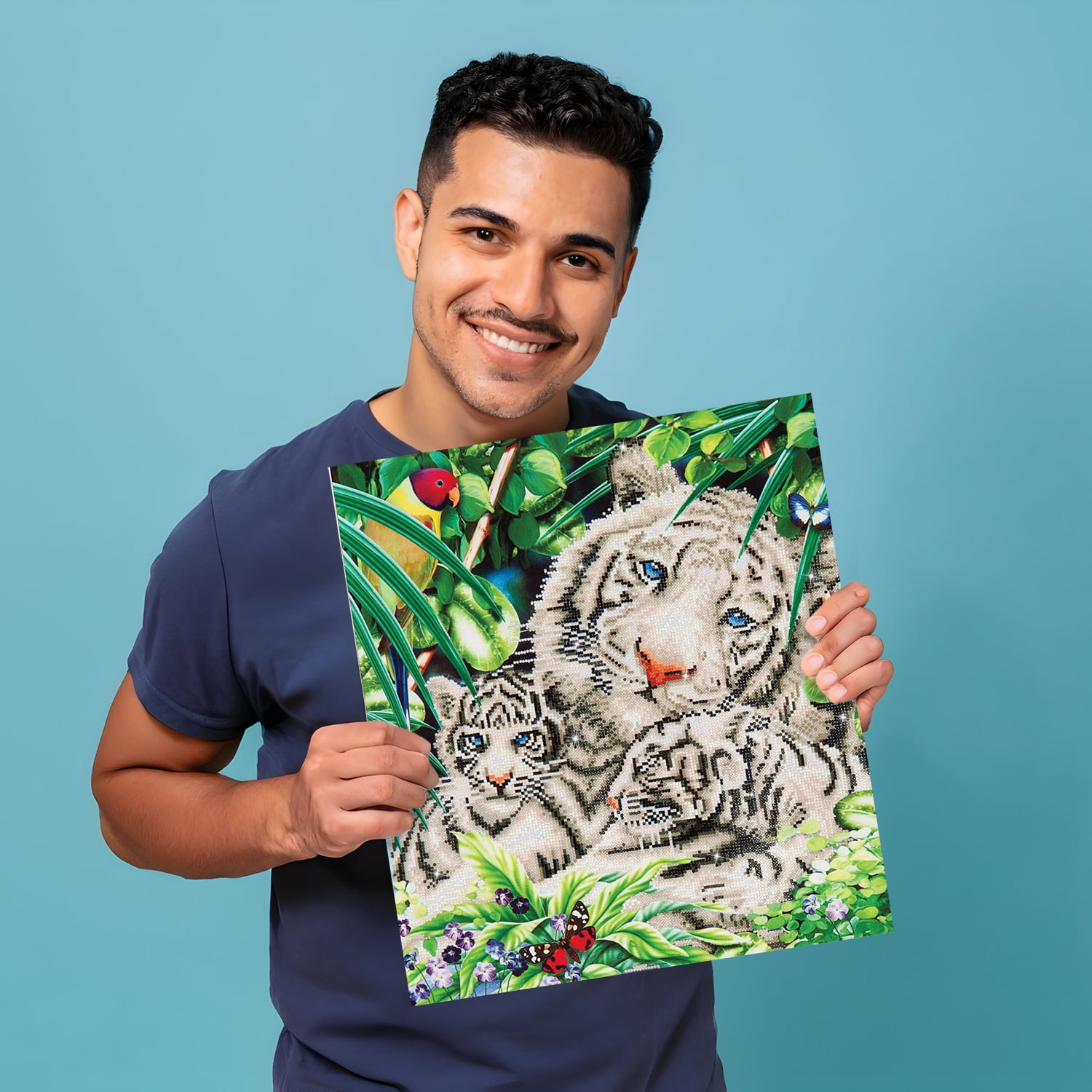 Diamond Dotz White Tiger & Cubs Animal Diamond Painting Kits for Adults - Diamond Art Kits a Relaxing Creative Craft Kit with Dotz Gems  20.5"x20.5"