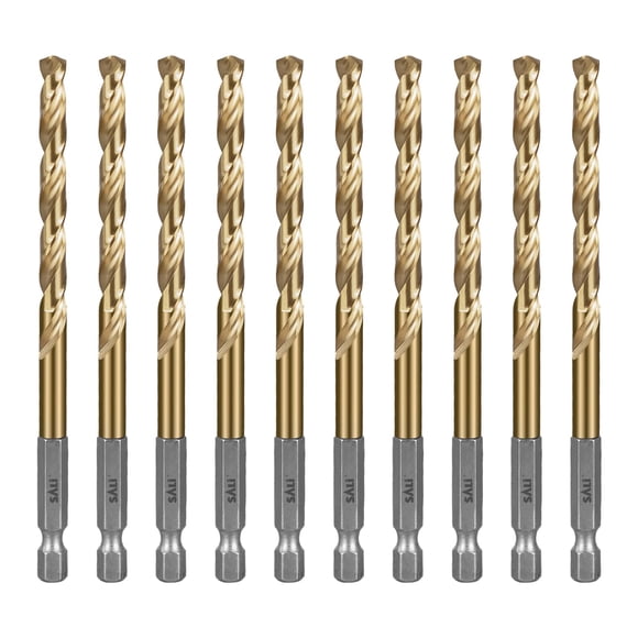 SALI Ensemble de Forets Cobalt 10 Pcs 1/4 Pouce Haute Vitesse en Acier avec Mandrin Hexagonal 1/4 Pouces pour Forets à Torsion Rapides pour Bois Franc, Aluminium
