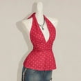 thumbnail image 2 of Afdoent Tank Tops For Women Tie Backless Crop Top Slim Fit Polka Dot Sleeveless Tank For Summer Camisole Fashion Womens Tops, 2 of 4