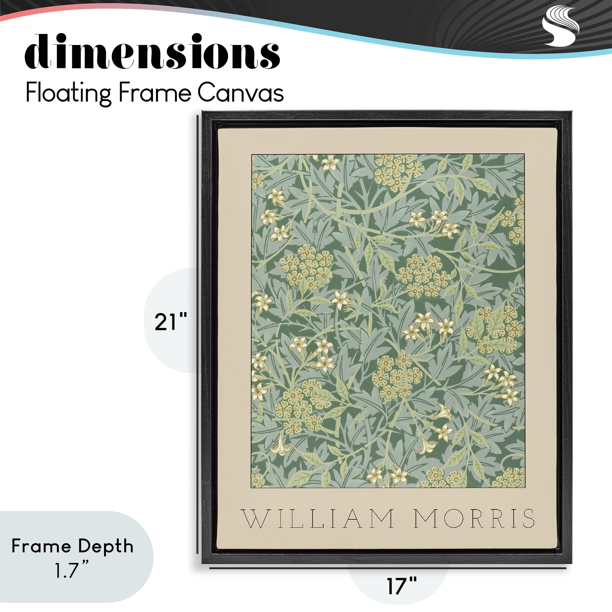 Stupell Industries William Morris Green Tones Black Framed Floater Canvas Wall Art, design by Lil' Rue
