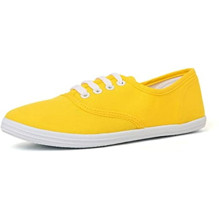 

Womens Canvas Shoes Lace up Sneakers Yellow 41