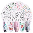 thumbnail image 1 of Juego de pegatinas para decoración de uñas, Navidad, Halloween, encaje blanco y negro, flores, dorado y plateado, pegatinas de agua bronceadoras para uñas, 1 of 6
