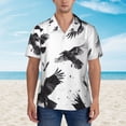 thumbnail image 4 of Daiia Monochrome Flying Ravens Hawaiian Shirt for Men Gentle Cotton Regular Short Sleeve Casual-Large, 4 of 9