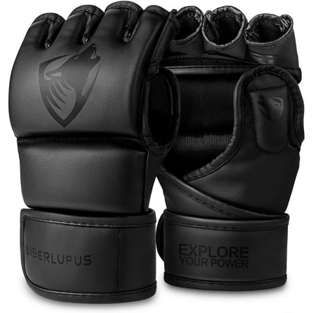 Liberlupus MMA Gloves, Open Palms, Black S-M