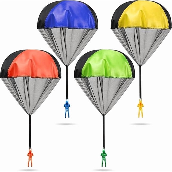 Parachute Army Toys for Kids, 4-Pack Tangle-Free Throwing Parachute Figures, Outdoor Flying Toys, Party Favors for Boys & Girls Ages 3 