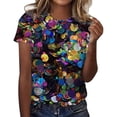 thumbnail image 2 of YMNXA Women's T Shirt Sequin Round Neck Short Sleeve Comfortable Breathable Top For Celebration And Daily Wear,Multicolour,Xl, 2 of 4