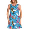 thumbnail image 1 of Fotbe Sharks Summer Vestido de Verano sin Mangas para Mujer – Vestido Midi Línea A, Estilo Camiseta Floral, Vestido Playero Casual y Fluido, 1 of 7
