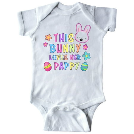 

Inktastic This Bunny Loves Her Pappy with Bunny Face and Flowers Gift Baby Girl Bodysuit