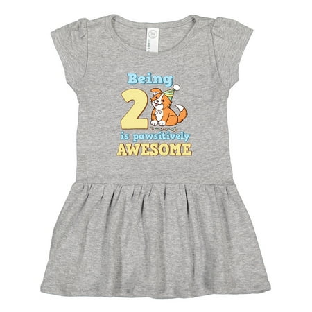 

Inktastic Being 2 is Pawsitively Awesome Cute Corgi Gift Toddler Girl Dress