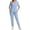 01-Light Blue, variant on Scrubs for Women Set Solid Medical Uniform Stretch V-Neck Scrub Top & Jogger Pant with Pockets Blue M