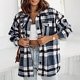thumbnail image 5 of womens pea coat Women's Plaid Shacket Jacket Long Flannel Button Down Coats Shirts Trendy Long Sleeve Casual Boyfriend Blouse Coats womens plaid shirt short sleeve, 5 of 7