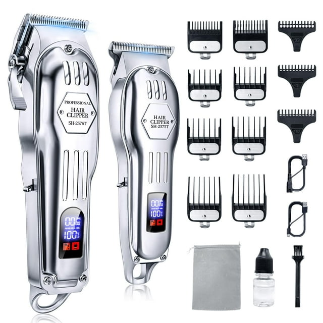 Professional Cordless Hair Clippers for Men, Trimmers Set and Barber Clippers for Haircut, Beard Trimmer Kit with LCD Display, Grooming Set, Rechargeable Hair Cutting Machine fo