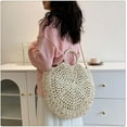 thumbnail image 5 of Kukuzhu Round Straw Bag for Women Large Summer Beach Tote Handbag Handwoven Straw Crossbody Bag Woven Handle Shoulder Bag, 5 of 7