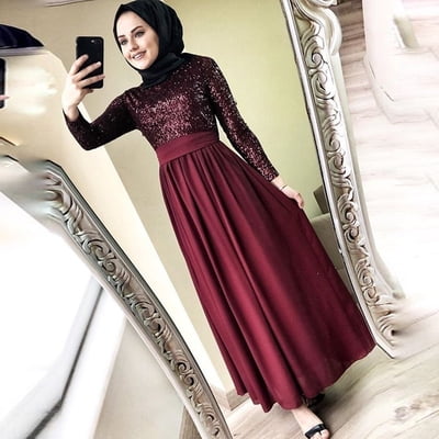 open lace back dress Muslim beading Evening Dresses High Neck Dubai Long Sleeve prom gown M –  Siaoryne main image 1