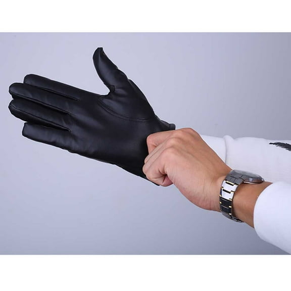 FOLOYORI Mens Driving Gloves Thermal Anti-slip Breathable for Winter Adventure Seamless Pu Leather