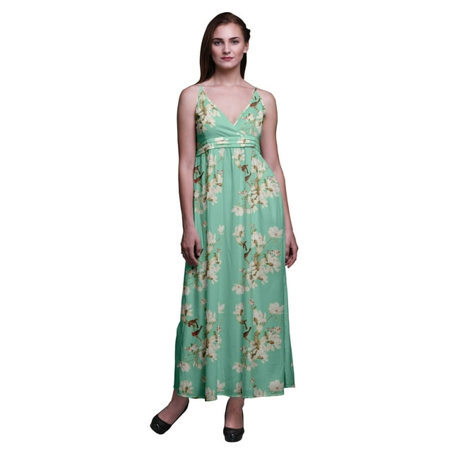 Bimba Robe Longue Chic à Imprimé Floral pour Femme, Style Bohème, Maxi d'Été, Tenue de Plage - X-Grand