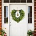 thumbnail image 6 of Heart Shaped Christmas Wreath 20 Inch - Real Touch Artificial Cedar Wreath with Vintage Bells for Front Door, Indoor Outdoor Xmas Wall Hanging Decor, 6 of 6