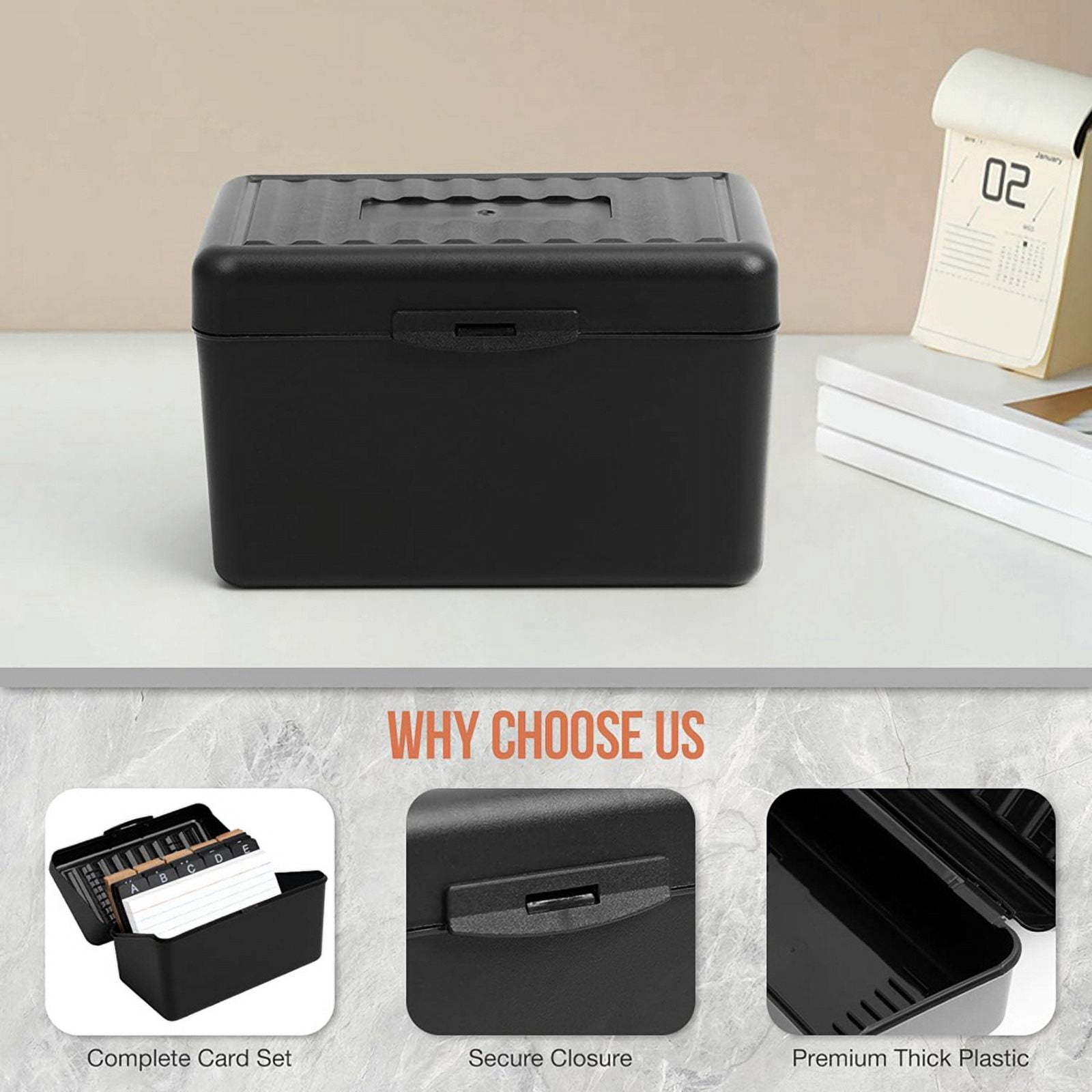 2 Set 3inchx5inch Index Card Holder with Lock, Index Card Box Organizer Storage with , for Home Recipes Address