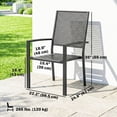 thumbnail image 2 of Set of 2 Stackable Outdoor Dining Chairs, Black Faux Wicker Steel Mesh Back Patio Chairs with Armrests and Slatted Seats for Garden, Backyard, Deck, Porch or Poolside, 35" H, 2 of 6