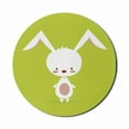 thumbnail image 1 of Bunny Mouse Pad for Computers, Cartoon Character on a Green Background Clipart Nursery Composition, Round Non-Slip Thick Rubber Modern Gaming Mousepad, 8" Round, Apple Green White, by Ambesonne, 1 of 2