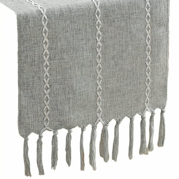 AUQ Table Runner,Stable Fiber Fabric Table Runner 48 Inches Long,Clear Texture Summer Table Runner,Gray,33*120cm