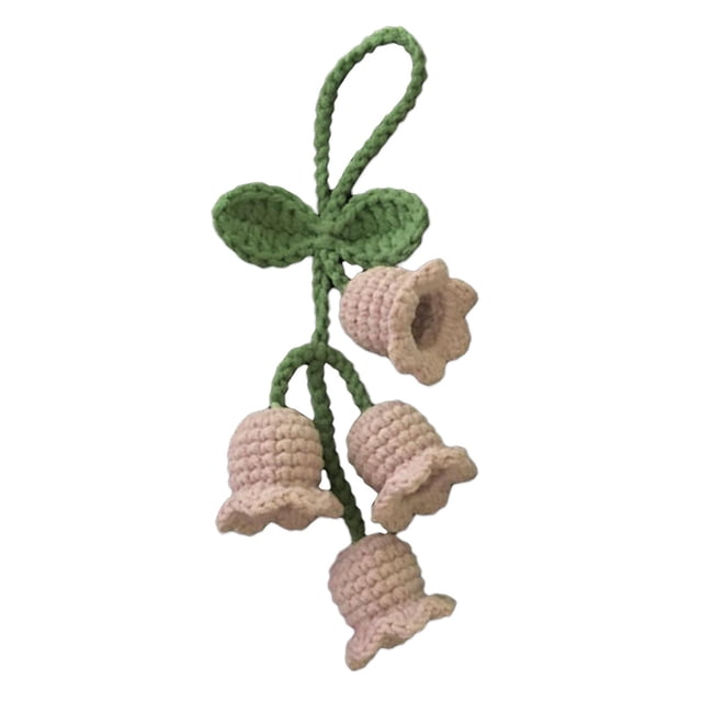 Chimes Flower Pendant Bell Orchid Crocheted Wind Knitted Keychain Keyring_ H5F7