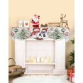 thumbnail image 2 of Vintage Snowman Christmas Fireplace Mantel Scarf Table Runner, Balls Xmas Botanical Tree Winter Garland Mantel Top Tablerunners Dresser Scarves Cover for Windows Party Living Room 90''x17'', 2 of 6