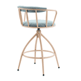 thumbnail image 3 of 2 Pcs Blue Chenille Swivel Bar Stools with Powder-Coated Metal Legs, 3 of 8