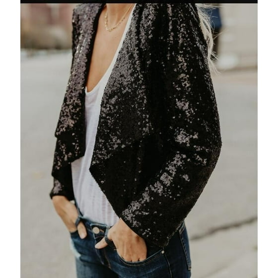 sequin cape blazer