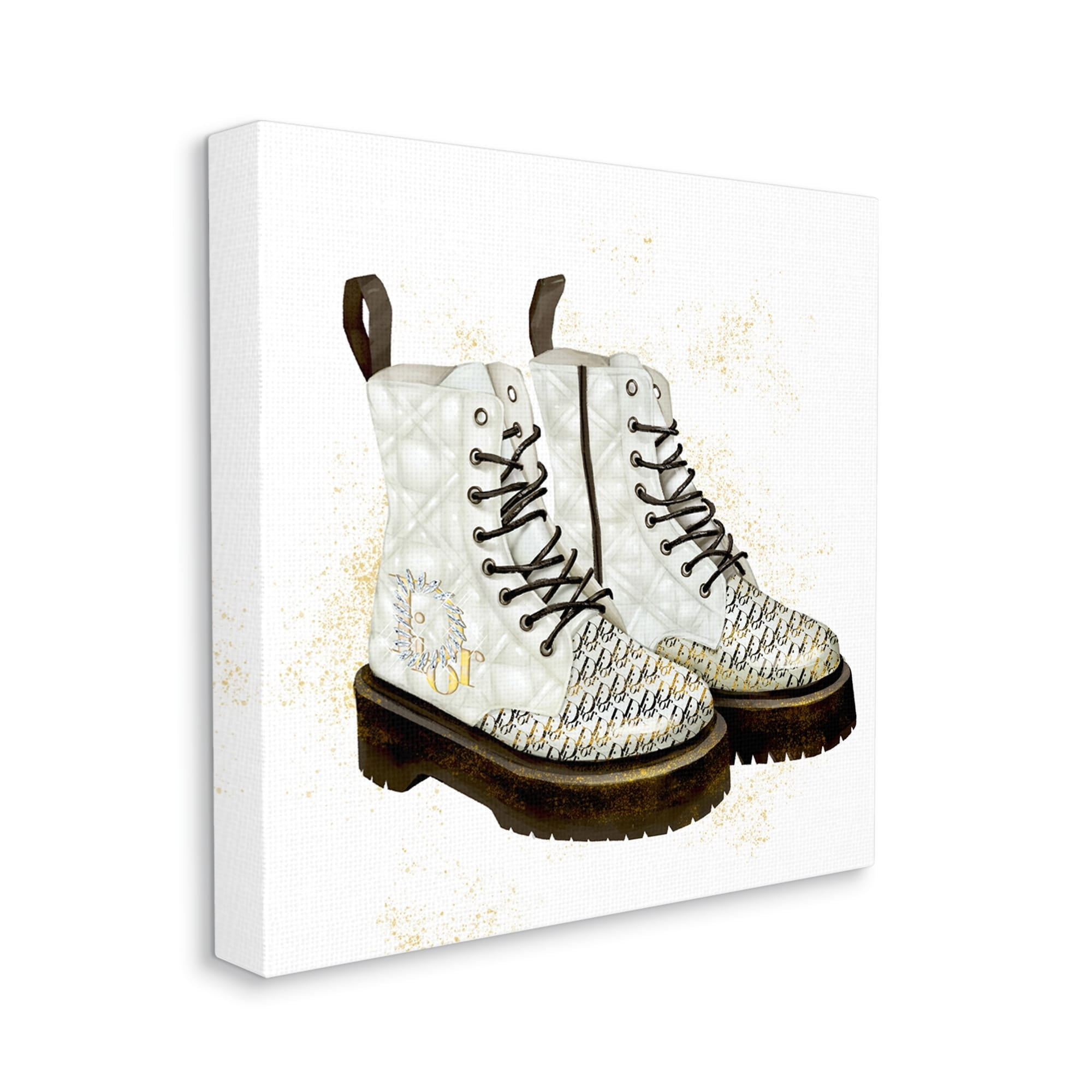 Stupell Industries Quilted Leather Fashion Boots Brilliant Gems Deluxe Pattern,24 x 24, Design by Ziwei Li