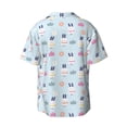 thumbnail image 5 of Uemuo Rabbit In The Rain Pattern Cotton Linen Short Sleeve Shirts,Casual Lightweight Button Down Shirts,Vacation Beach Summer Tops-Small, 5 of 7